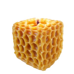 Organic beeswax candle, Comb shaped unscented candle cube, Christmas gift, Winter season gift