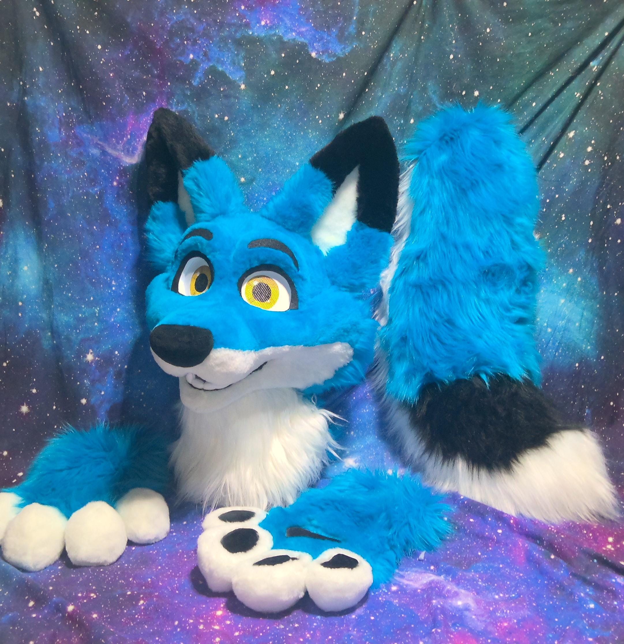 Vibrant Blue Canine Fursuit - Unique & Eye-catching! - Etsy display picture 2