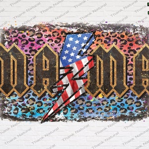 Mama Leopard Retro Lighting Bolt 4th of July PNG, MAMA Png, ACDC Png ...