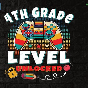 4.Klasse Stufe freigeschaltet PNG, Erste Klasse Png, Zurück in der Schule, Spiel am 4.Grad, Gamer Schüler, 1st Schultag, Gamer zurück in der Schule