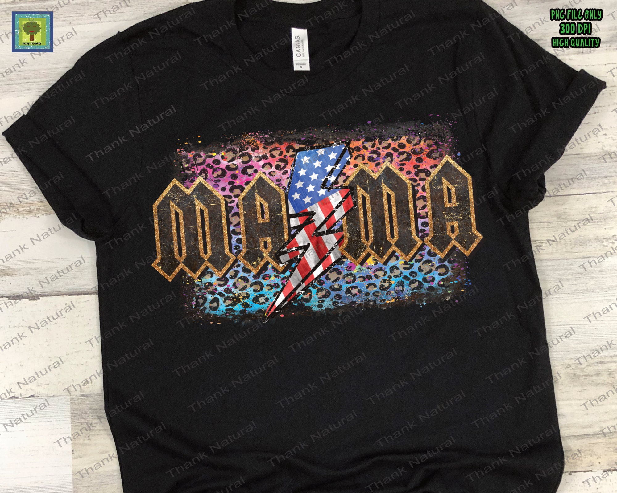 Mama Leopard Retro Lighting Bolt 4th of July PNG, MAMA Png, ACDC Png ...
