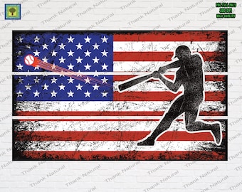 Distressed American Flag Baseball, Softball, Sublimation Designs, 2 Files PNG, Baseball Life, Baseball Dad, Grunge USA Flag, Home Run Shirt