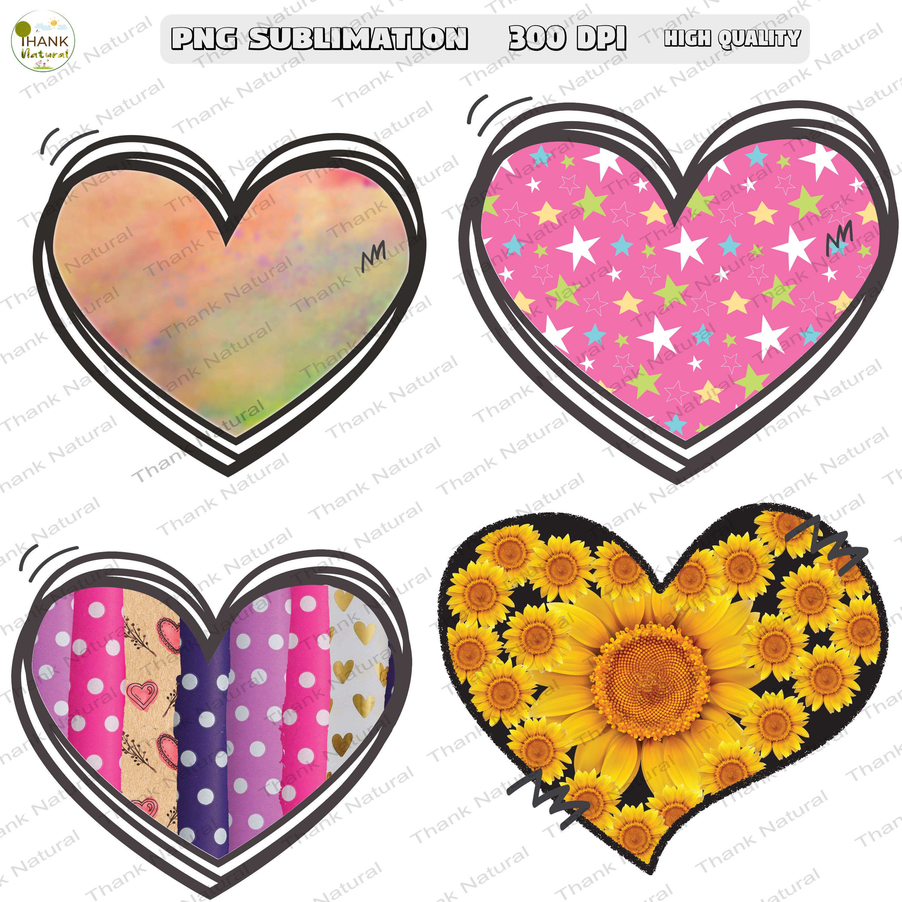 HEART 28 Bundle Sublimation Designs Download, PNG File Clip Art Hand ...