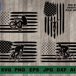 Fiets SVG bundel, fiets Amerika flagSVG, fiets clipart, fiets gesneden bestanden voor silhouet, bestanden voor Cricut, fiets vector, png, eps