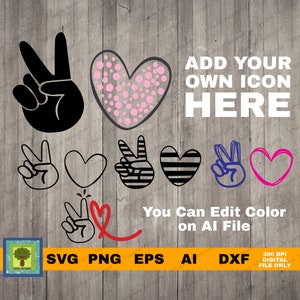 5 Bundle Peace Love Editable Svg Png Dxf Eps Ai, Create your own Peace Love Design, cricut, silhouette, sublimation, Instant Download