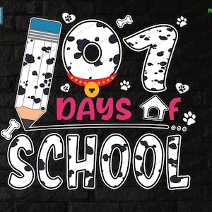 2 bestanden png-ontwerp, 101 dagen school Dalmatische hond jongens meisjes 100 dagen slimmer png, sublimatieontwerp, hondenliefhebber, 100 dagen school png