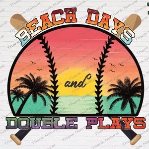 Summer Days and double plays, Softball Mom, Mom Squad, softball clipart, softball mama, Sunset Retro, Vintage sublimation Design, PNG image 3