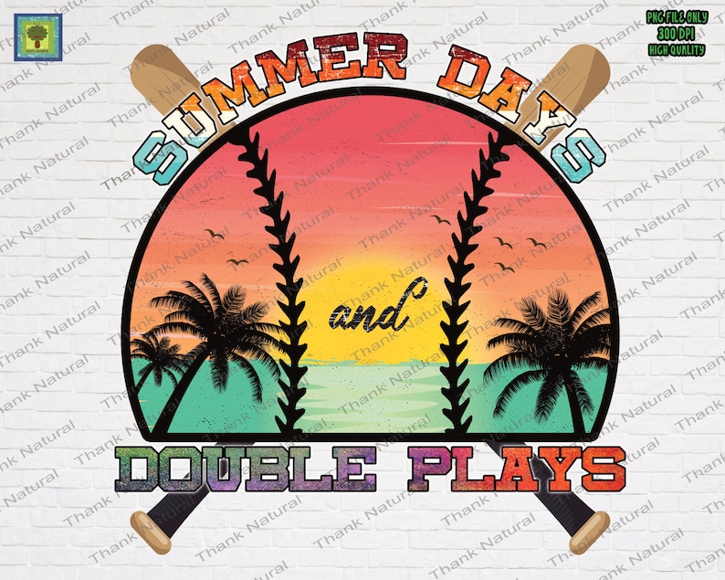 Summer Days and double plays, Softball Mom, Mom Squad, softball clipart, softball mama, Sunset Retro, Vintage sublimation Design, PNG image 1