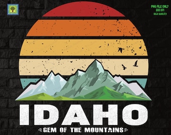 Idaho Gem of The Mountains, Retro Idaho Png, Idaho State png, Idaho Clipart, Sublimation Design, States Clipart, Vintage Idaho, 2 Files png