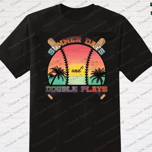 Summer Days and double plays, Softball Mom, Mom Squad, softball clipart, softball mama, Sunset Retro, Vintage sublimation Design, PNG image 2
