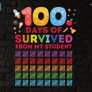 100 Days of Survived from my student, Sublimation Design, 100 Days of School Png , Happy 100 Days of School , School 100th Day Teacher Kids