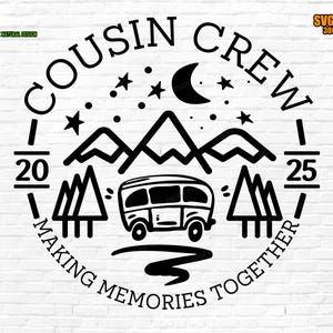 Cousin Crew 2025 SVG, Cousin Crew 2025 Creando recuerdos juntos Tie Dye PNG, Diseño de sublimación Campamento de primos, Vacaciones familiares, Campamento de equipo