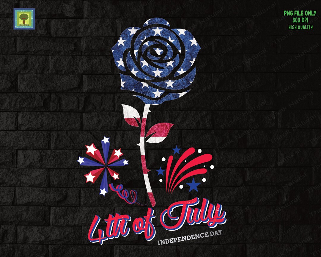 Floral Rose Patriotic American Flag, 4th of July Png, Sublimation