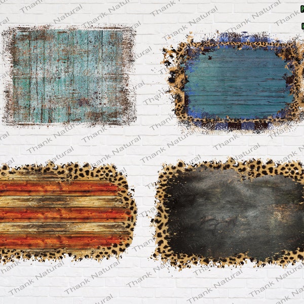 Bundles Distressed Leopard Wooden Png, Weathered Sublimation Designs background, Shabby backsplash,  Rustic Frame Clipart, Digital Download