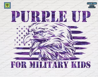 軍の子供のための紫色のアップ svg、軍の子供のための紫色のアップ png、イーグルアメリカ国旗、昇華デザイン、軍の子供のための紫色のアップ svg png、米国