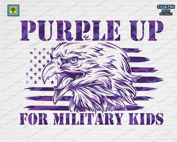Purple Up for Military Kids svg, Military kids png, Eagle American Flag, Sublimation Design, purple up for military children svg png, USA