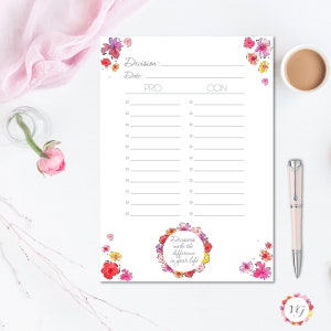 Decision Planner Silver Flower Todo List To Do List Planner Agenda Giornaliera Daily Planner DOWNLOAD ISTANTANEO immagine 1