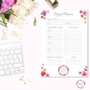 Project Planner Silver Flower Todo List To Do List Planner Agenda Giornaliera Daily Planner DOWNLOAD ISTANTANEO immagine 1