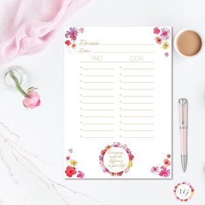 Decision Planner Gold Flower Todo List To Do List Planner Agenda Giornaliera Daily Planner DOWNLOAD ISTANTANEO immagine 1