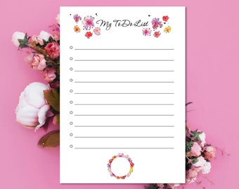 My Todo List Black - Flower Todo List - To Do List Planner - Daily Planner - Viviana Grunert | DOWNLOAD ISTANTANEO!