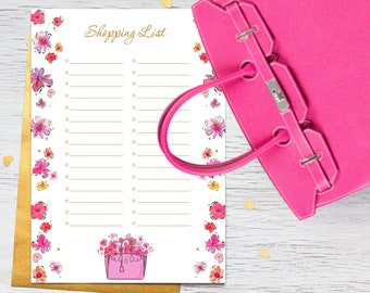 Shopping List Gold - Flower Todo List - Wish List - Shopping Organizer - Shopping Planner | INSTANT DOWNLOAD!