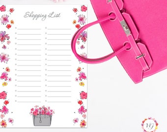 Shopping List Silver - Flower Todo List - Wish List - Shopping Organizer - Shopping Planner | INSTANT DOWNLOAD!!