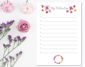 My Todo List Silver - Flower Todo List - To Do List Planner - Daily Planner | INSTANT DOWNLOAD!