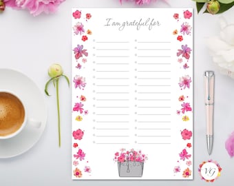 I am grateful List Silver - I am grateful Todo List - To Do List Planner - Daily Planner | INSTANT DOWNLOAD!