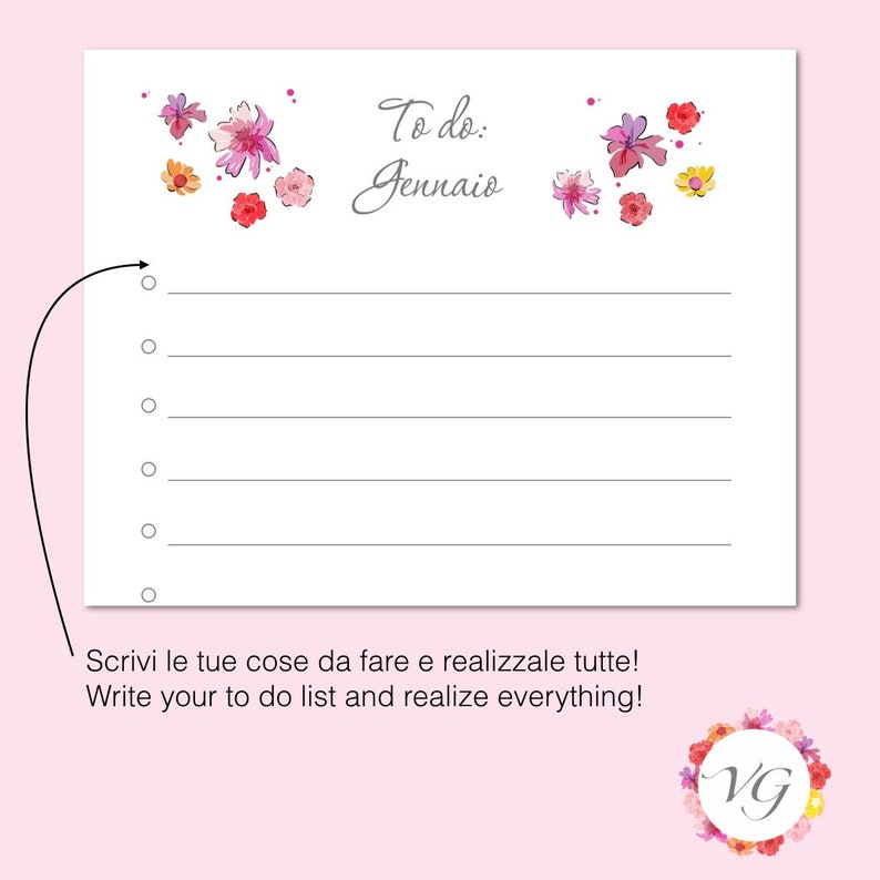 January Todo List Flower To Do List INSTANT DOWNLOAD image 4