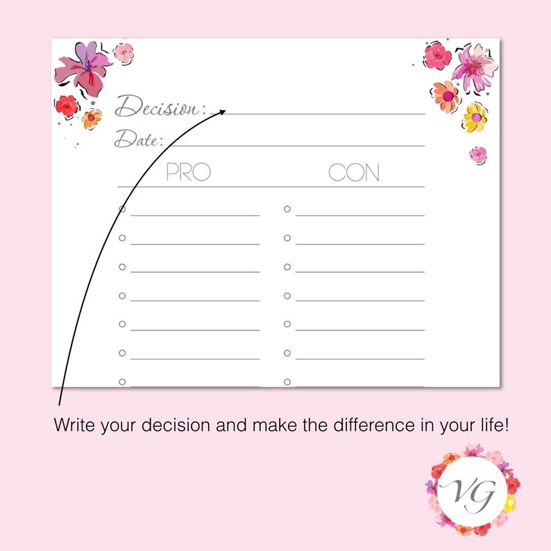 Decision Planner Silver Flower Todo List To Do List Planner Agenda Giornaliera Daily Planner DOWNLOAD ISTANTANEO immagine 3