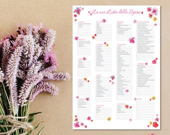 Lista della Spesa - Flower Todo List - Wish List - Shopping Organizer - Shopping Planner | DOWNLOAD ISTANTANEO!