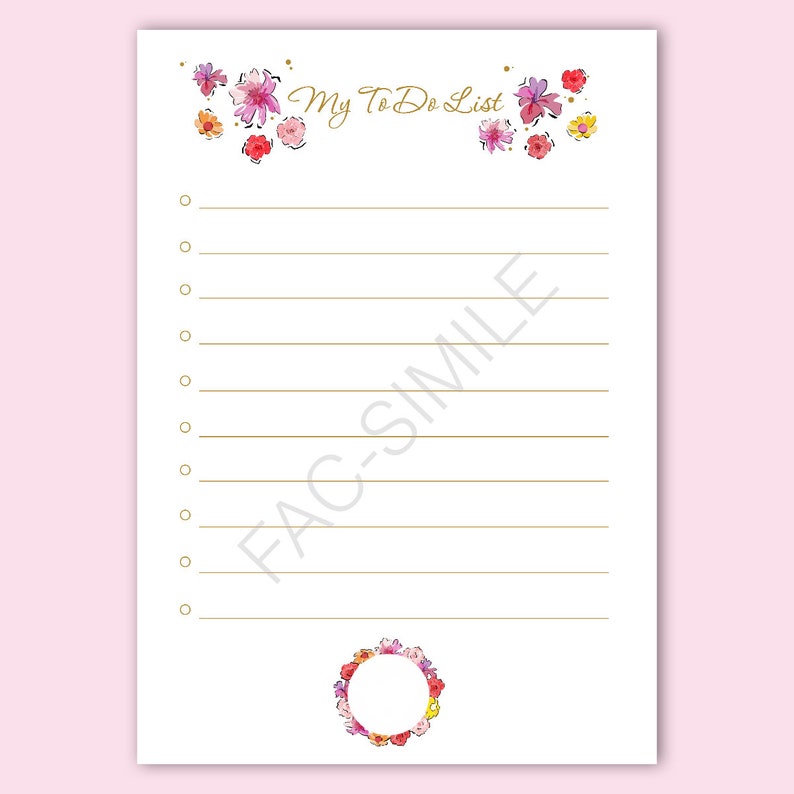 My Todo List Gold Flower Todo List To Do List Planner Agenda Giornaliera Daily Planner DOWNLOAD ISTANTANEO immagine 2