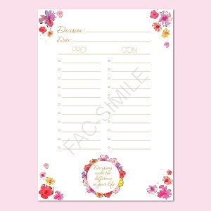 Decision Planner Gold Flower Todo List To Do List Planner Agenda Giornaliera Daily Planner DOWNLOAD ISTANTANEO immagine 2