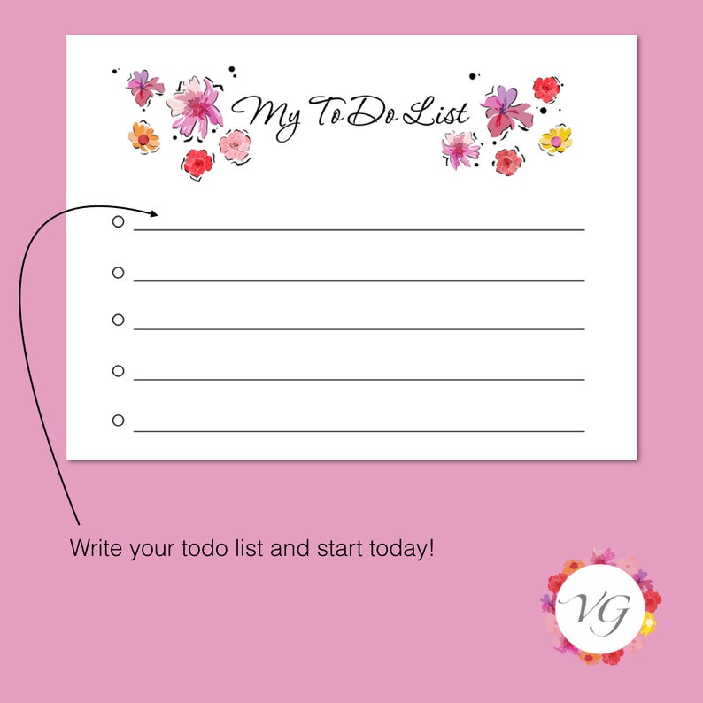 My Todo List Black Flower Todo List To Do List Planner Agenda Giornaliera Daily Planner Viviana Grunert DOWNLOAD ISTANTANEO immagine 4