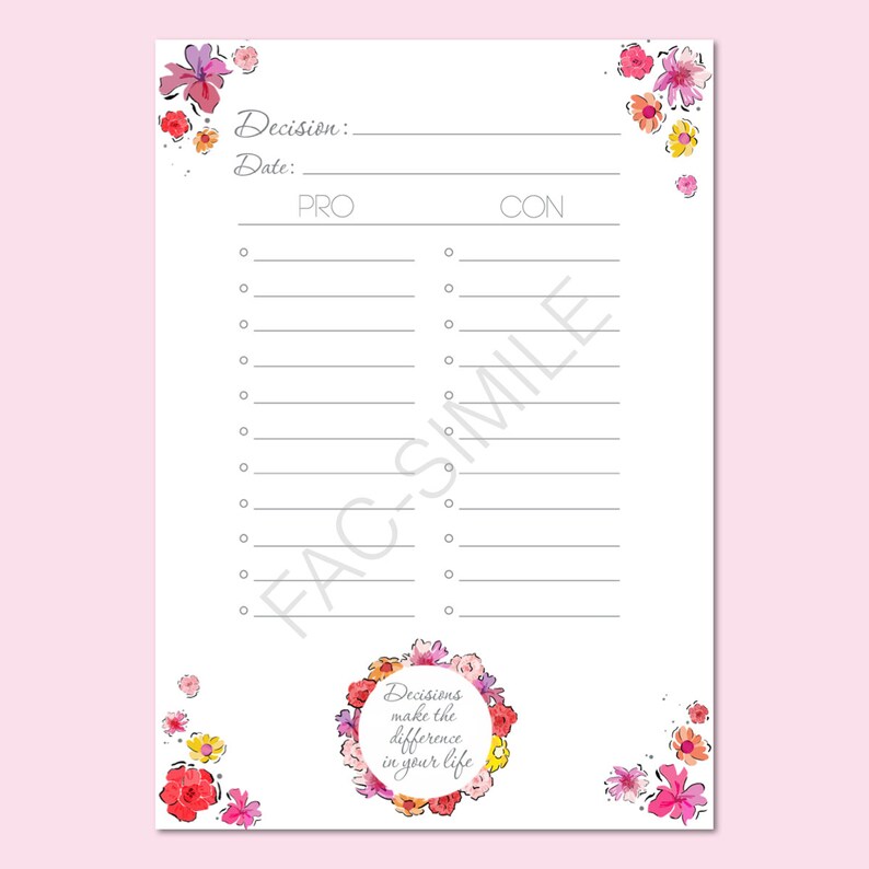 Decision Planner Silver Flower Todo List To Do List Planner Agenda Giornaliera Daily Planner DOWNLOAD ISTANTANEO immagine 2