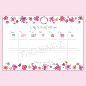 Weekly Planner Silver Flower Todo List Agenda Plan Settimanale DOWNLOAD ISTANTANEO immagine 2