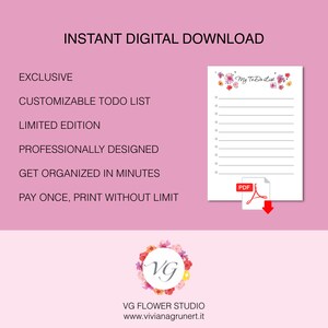 My Todo List Black Flower Todo List To Do List Planner Agenda Giornaliera Daily Planner Viviana Grunert DOWNLOAD ISTANTANEO immagine 5
