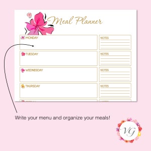 Meal Planner Gold Flower Todo List Food List Food Planner Menu Planner Lista Della Spesa DOWNLOAD ISTANTANEO immagine 4