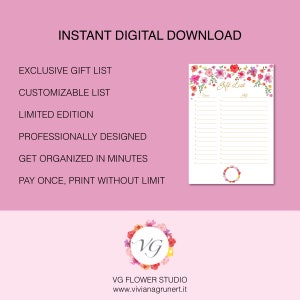 GIFT List Gold Flower Todo List INSTANT DOWNLOAD image 5