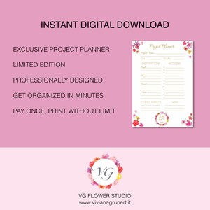 Project Planner Gold Flower Todo List To Do List Planner Agenda Giornaliera Daily Planner DOWNLOAD ISTANTANEO immagine 4