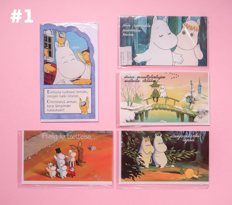 Vintage Moomin postcards from the 90s and early 00s From Finland RARE