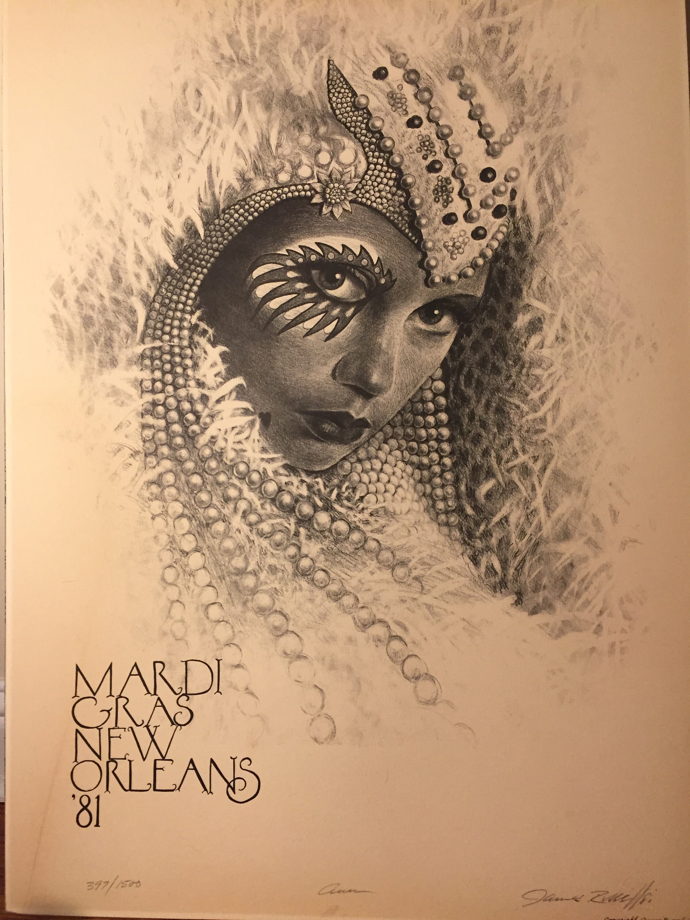 RARE 1981 Annie James Russell Mardi Gras signed print 23 x 33 Etsy