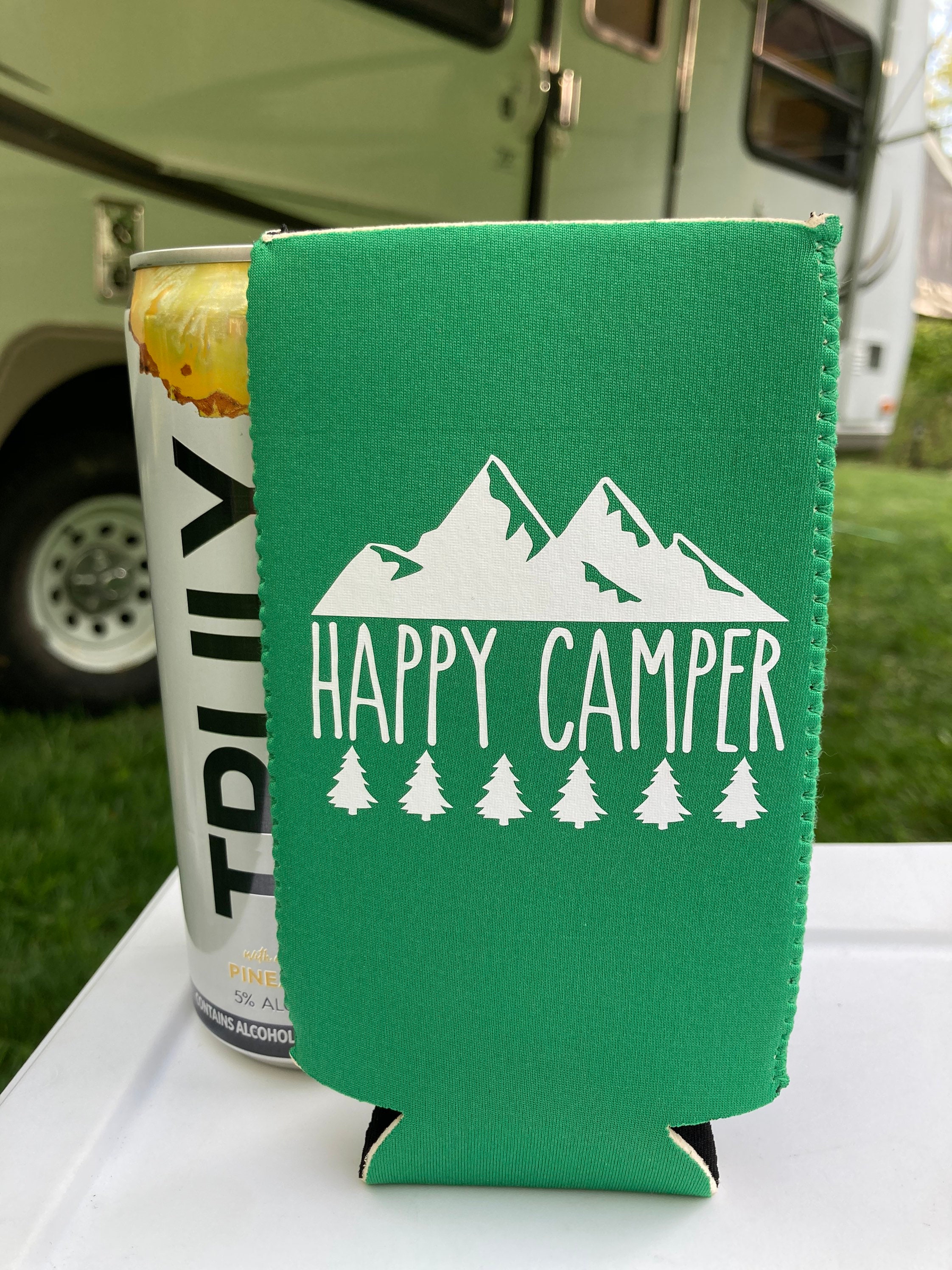 Engraved Beverage Koozie Holder- Happy Camper Dark Brown – Ramblin' Rose  Mercantile