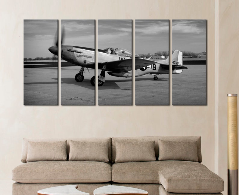 P 51 Mustang Wall Art Canvas Decor Aircraft Decoration