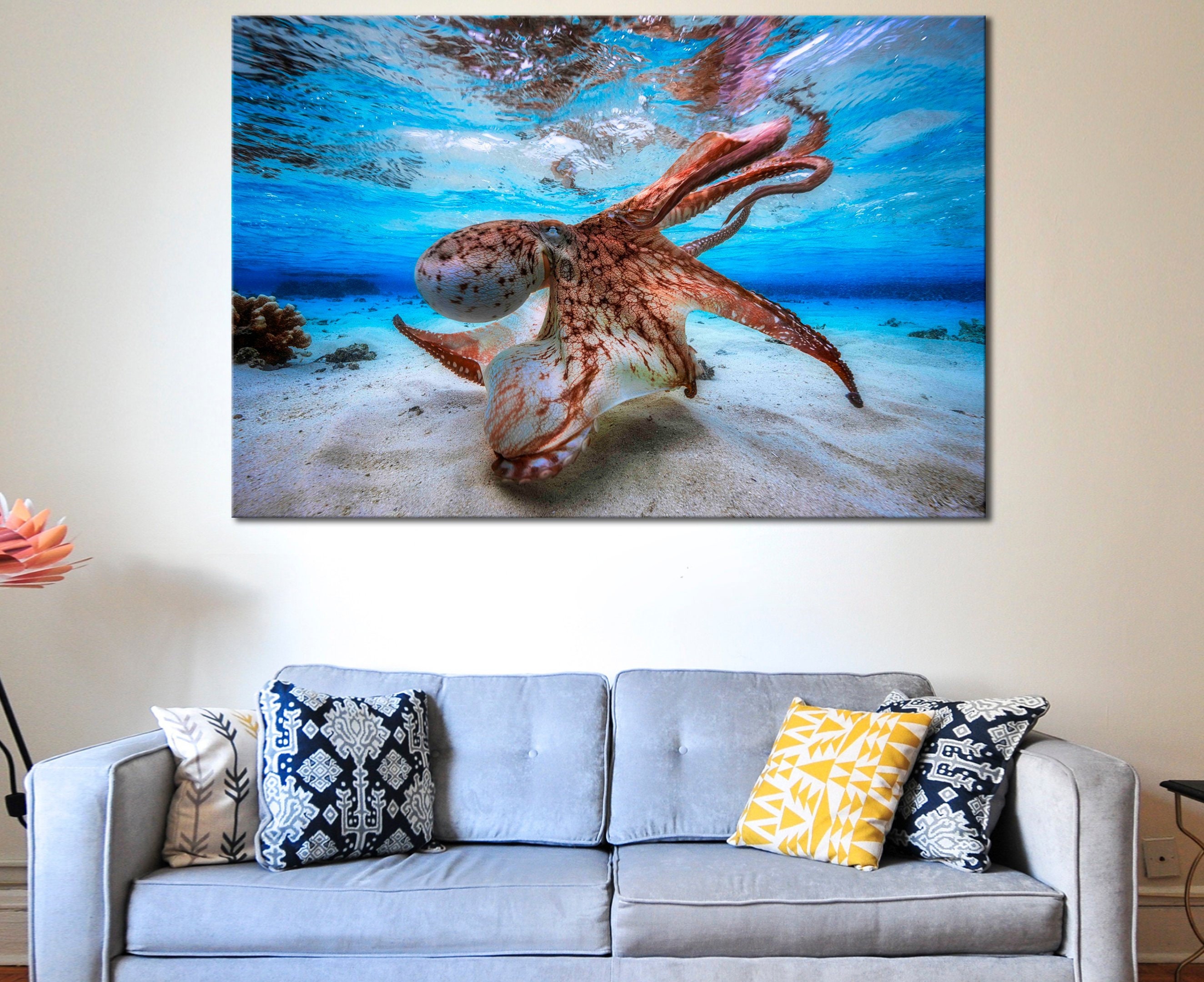 Octopus wall art Octopus wall decor Octopus canvas art Octopus Etsy