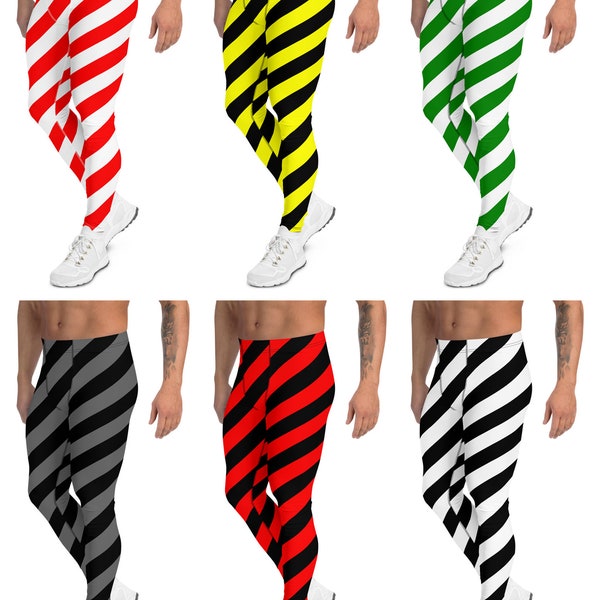 Men's Running Striped Leggings in Various Colors