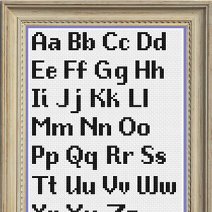 Alphabet cross stitch pattern PDF, Sans-Serif font