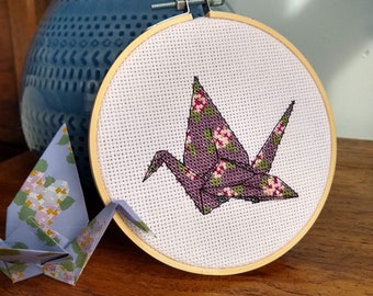 Origami Crane Cross Stitch Patroon PDF, symbool van genezing en hoop