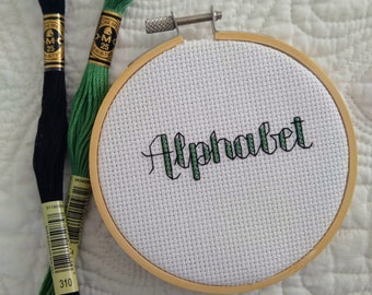 Alphabet cross stitch pattern PDF, Modern Cursive lettering