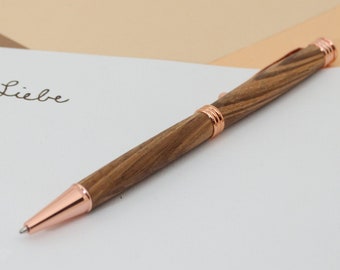 handmade precious wood twist ballpoint pen, hand-turned ballpoint pen made of zebrano